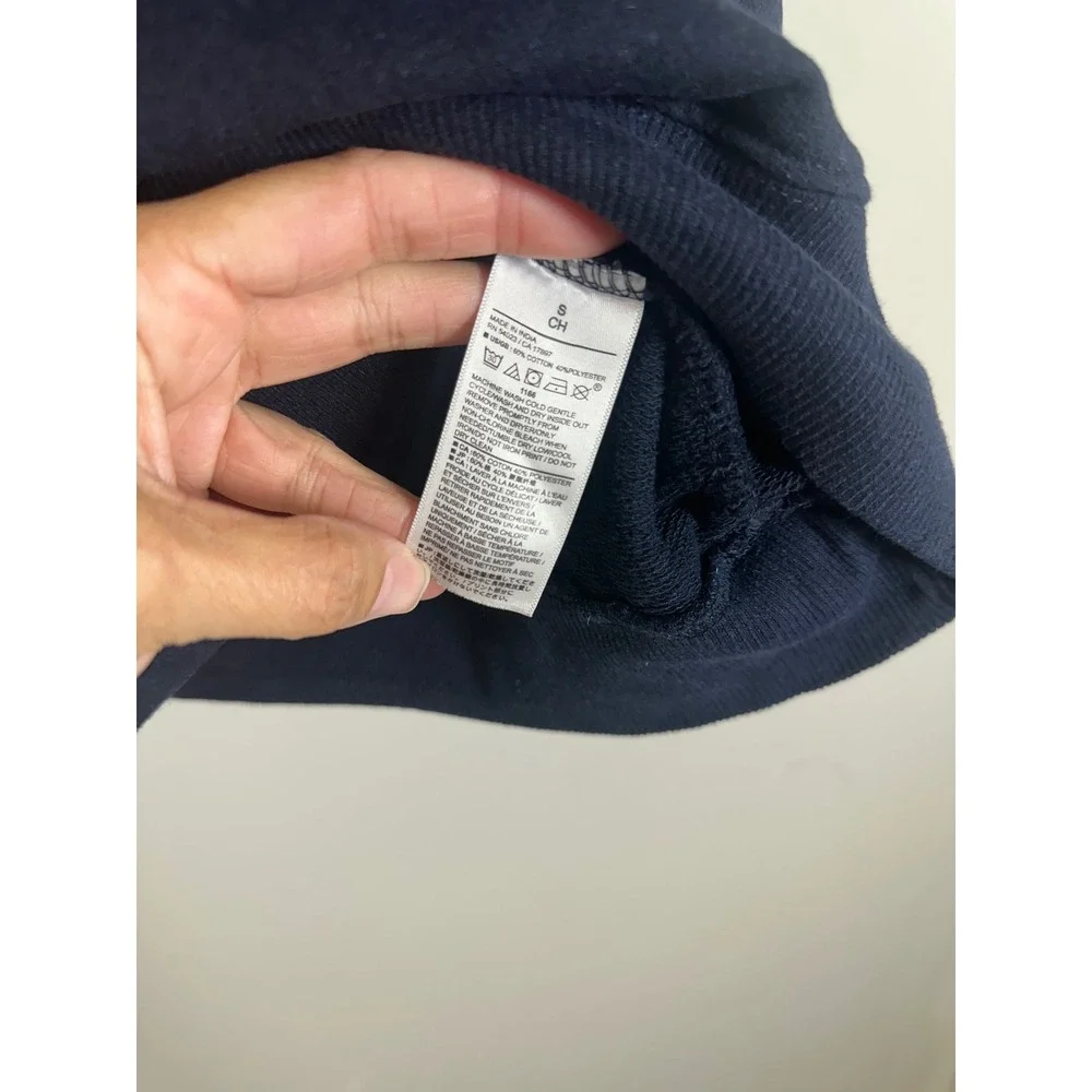 Banana Republic Mens Navy Blue Tonal Embroidered Logo Crewneck Sweatshirt Small